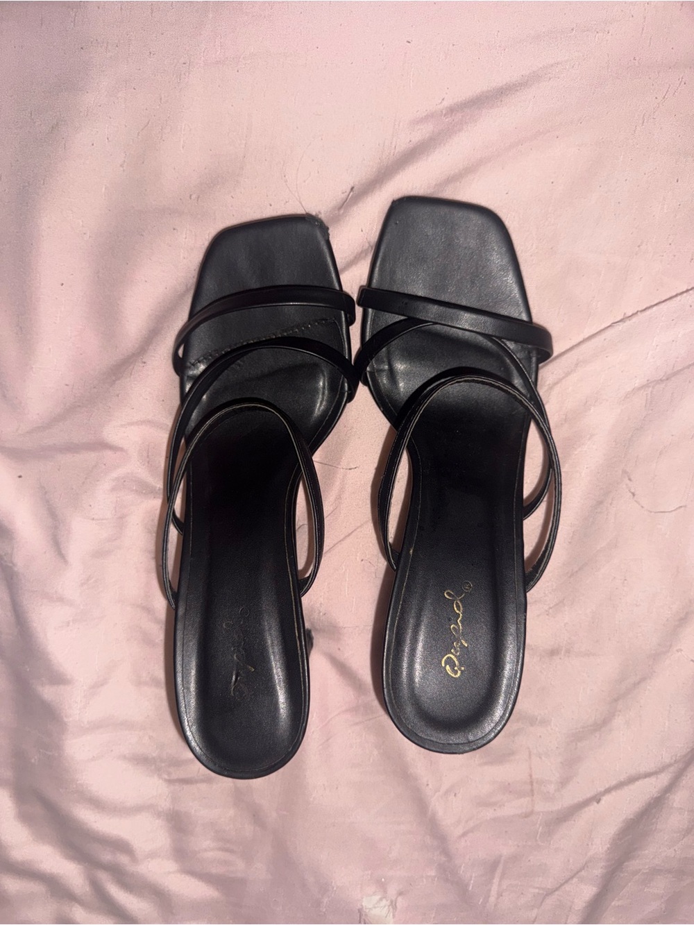 Black Strappy Square-Toe Women’s Sandals